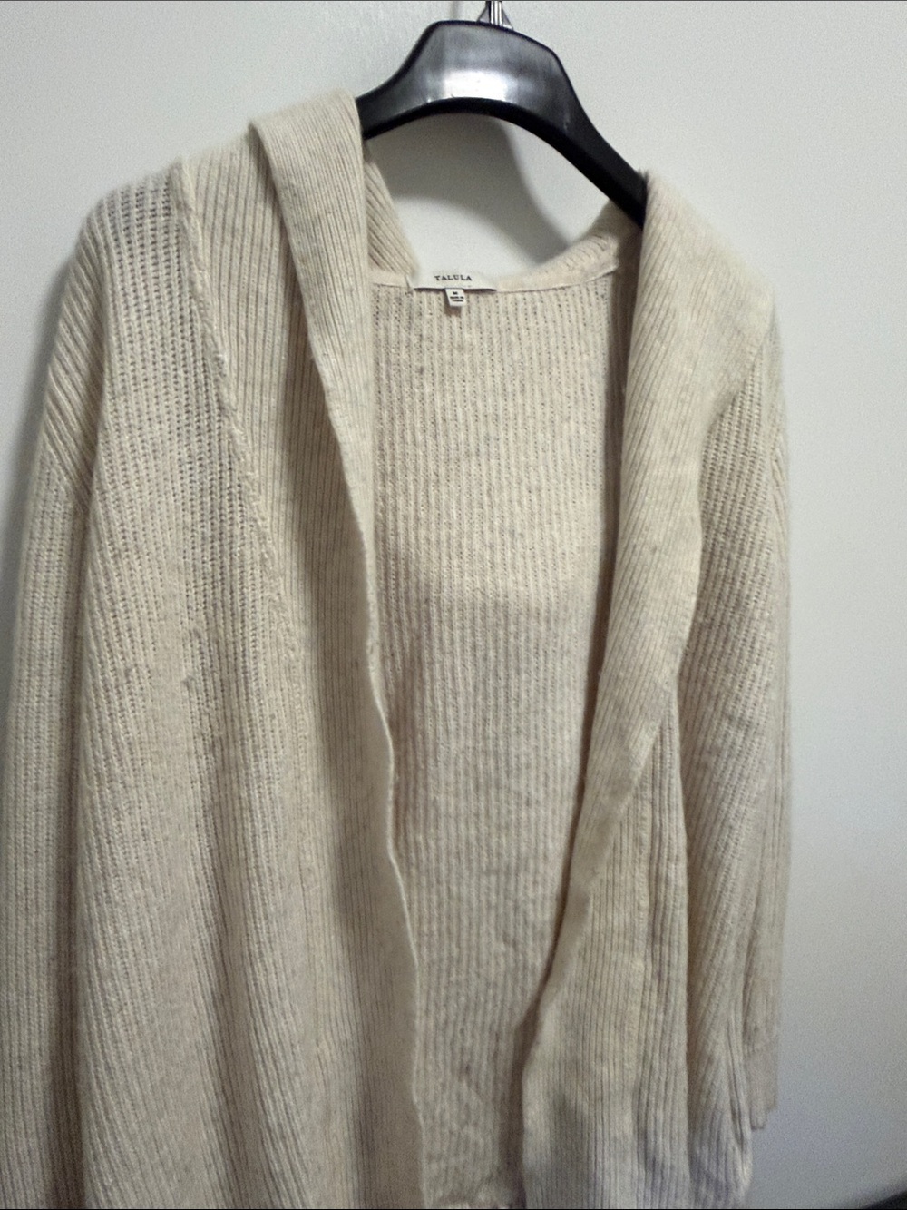 Talula Cream Open-Front Ribbed Cardigan - Picture 3 of 4